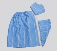 Набор для сауны 3 пр.:парео, капор, полотенце махровый женский голубой